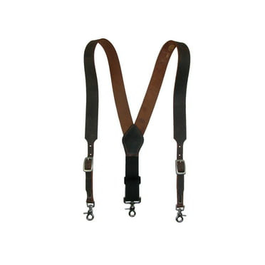 Men's Suspenders Adjustable Leather Strap with Snap Hooks